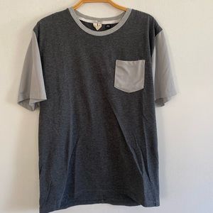 Univibe Gray Tee with Jersey Sleeves and Pocket